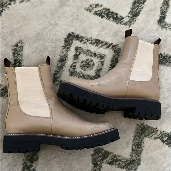 Sam Edelman Cream Leather Ankle Boots - Picture 2 of 4